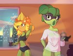 anthro beverage bottomwear bra breasts clothing coffee dazed duo female flower holding_beverage holding_object looking_at_viewer morning not_furry oversized_clothing oversized_shirt oversized_topwear plant shirt shorts sports_bra topwear underwear fernanduush electronic_arts plants_vs._zombies plants_vs._zombies_heroes popcap_games green_shadow solar_flare_(pvz) elemental_creature flora_fauna flower_creature humanoid peashooter_(pvz) sunflower_(pvz) 2023 absurd_res digital_media_(artwork) hi_res