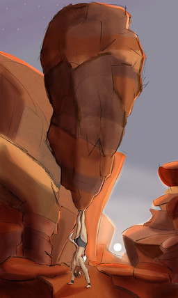 anthro brown_hair clothed clothing exercise female hair handstand partially_clothed rock scar sky solo tan_body workout wristband capngoku felid feline mammal character_request digital_media_(artwork) digital_painting_(artwork) hi_res painting_(artwork)