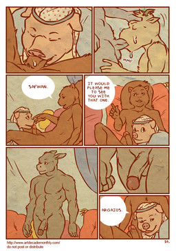 anthro artdecade asinus bovid caprine close-up comic dialogue digital_media_(artwork) do_not_distribute domestic_pig donkey duo_focus english_text equid equine erection fellatio genitals goat greek group harem humanoid_genitalia humanoid_penis male male/male male_penetrated male_penetrating male_penetrating_male mammal muscular nude oral oral_penetration penetration penile penis rodent sciurid sex sex_slave slightly_chubby suid suina sus_(pig) text tree_squirrel url voyeur