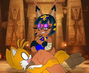 anthro big_breasts black_hair black_nose breasts brown_body butt clothed clothing duo egyptian egyptian_architecture egyptian_clothing egyptian_headdress erection female female_penetrated fur genitals green_eyes hair jewelry male male/female male_penetrating male_penetrating_female nipples nude penetration penis sex smile tail vaginal mastermochikun weebmochi69 yaboiskywardmochi1998 ankha_zone archie_comics sega sonic_the_hedgehog_(archie) sonic_the_hedgehog_(comics) sonic_the_hedgehog_(series) miles_prower nicole_the_lynx canid canine canis digital_creature felid feline fox lynx mammal absurd_res digital_media_(artwork) hi_res
