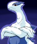 5:6 ambiguous_gender anthro anthrofied avian conditional_dnp crossed_arms disappointed disapproval generation_2_pokemon legendary_pokemon looking_at_viewer lugia meme nintendo oze pokemon pokemon_(species) pokemorph reaction_image red_eyes solo son_i_am_disappoint unimpressed