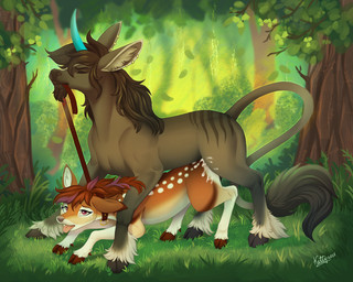 bodily_fluids brown_body brown_fur brown_hair cloven_hooves collar cum duo eyes_closed female female_penetrated feral feral_on_feral feral_penetrated feral_penetrating feral_penetrating_feral forest fur genital_fluids grey_body grey_fur grey_mane grey_tail hair hooves horn leash leash_pull male male/female male_penetrating male_penetrating_female mane open_mouth outside outside_sex penetration plant purple_eyes sex standing standing_sex tail tongue tongue_out tree ketty mythology deer equid equine mammal mythological_creature mythological_equine unicorn 2025 5:4 digital_drawing_(artwork) digital_media_(artwork)