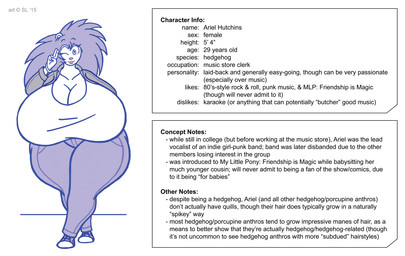 anthro big_breasts bottomwear bracelet breasts clothed clothing copyright_symbol curvy_figure female footwear hair huge_breasts hyper hyper_breasts jacket jewelry one_eye_closed pants shirt shoes solo symbol text thick_thighs topwear voluptuous wink satsumalord ariel_(satsumalord) eulipotyphlan hedgehog mammal 2015 digital_media_(artwork) english_text sketch