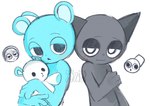 :< adolescent anthro black_eyes blue_body blue_fur blue_skin duo fur grey_body grey_fur grey_skin hug hugging_object hugging_plushie male plushie simple_background white_background young young_anthro young_male udmoxsg incredibox sprunki brud_(sprunki) gray_(sprunki) sky_(sprunki) bear domestic_cat felid feline felis mammal unknown_species hi_res