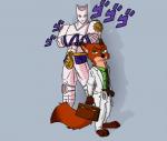 anthro belt duo male necktie simple_background jman0525 disney jojo's_bizarre_adventure menacing_(meme) zootopia killer_queen nick_wilde yoshikage_kira animal_humanoid canid canine cat_humanoid felid felid_humanoid feline feline_humanoid fox humanoid mammal mammal_humanoid red_fox stand_(jjba) true_fox crossover meme