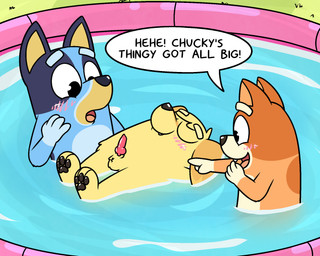 animal_genitalia animal_penis anthro balls blush canine_genitalia canine_penis erection female fur genitals knot male outside penis swimming_pool water young pokefound bluey_(series) bingo_heeler bluey_heeler australian_cattle_dog bird_dog canid canine canis cattledog domestic_dog herding_dog hunting_dog labrador mammal pastoral_dog retriever hi_res sibling_(lore) sister_(lore) sisters_(lore)