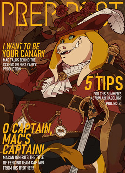 anthro antlers clothing fancy_clothing hat hat_feather headgear headwear horn loose_feather male melee_weapon slightly_chubby slightly_chubby_male smile smiling_at_viewer solo sword text tusks weapon kitnkamoodle final_fantasy square_enix red_mage_(final_fantasy) mammal seeq suine cover english_text hi_res magazine_cover