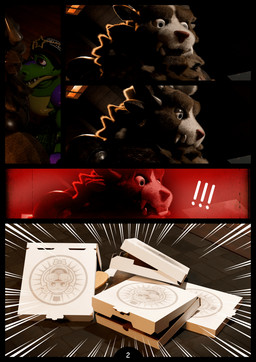 abs angry anthro apartment bed bedroom bottomless bottomless_anthro bottomless_male box caught_staring cellphone claws clothed clothing container delivery_(commerce) delivery_employee depth_of_field door door_handle doorknob doorway dropped dropped_food duo electronics exclamation_point eyewear eyewear_on_head fangs food food_delivery furniture fuzzy hat headgear headwear joints lever looking_at_another looming looming_over machine male muscular office on_model painting_(object) pecs phone pizza pizza_box pizza_delivery power_socket shoulder_pads size_difference smartphone standing sunglasses sunglasses_on_head surprised table teeth text vase wall_(structure) wearing_sunglasses window wire maulclaw five_nights_at_freddy's five_nights_at_freddy's:_security_breach guild_wars scottgames steel_wool_studios montgomery_gator alligator alligatorid animatronic charr crocodilian felid feline hybrid mammal reptile robot scalie 3d_(artwork) absurd_res blender_(artwork) blender_cycles_(artwork) comic digital_media_(artwork) english_text hi_res portrait widescreen