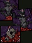 abdominal_bulge abs anthro anthro_pred anthro_prey bodily_fluids bone death digestion digestion_sequence dripping duo fangs fatal_vore foam fully_inside fur goo_drip guts horn inside_stomach internal larger_anthro larger_male larger_pred male male_pred male_prey melty_digestion muscular muscular_anthro muscular_male oral_vore organs paws pecs purple_body purple_flesh purple_insides purple_internal red_eyes saliva saliva_drip saliva_string sharp_teeth simple_background size_difference skull slime smaller_anthro smaller_male smile soft_vore spiked_tail spikes spikes_(anatomy) stomach stomach_acid tail teeth vore wet white_body white_fur willing_pred blablasaur mythology devourer_(razor_koopa) flaire_(openhorse) zerothehusky canid canine canis dragon goo_creature goo_dragon hybrid mammal mythological_creature mythological_scalie scalie wolf absurd_res comic digital_media_(artwork) hi_res