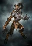 armor biped claws hooves horn male nipples not_furry solo teeth andyparkart god_of_war sony_corporation sony_interactive_entertainment satyr full-length_portrait hi_res portrait