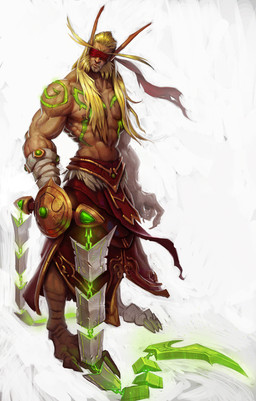 armor beard blindfold blonde_hair claws clothed clothing facial_hair hair holding_melee_weapon holding_object holding_weapon humanoid_pointy_ears male melee_weapon navel nipples not_furry plantigrade pointy_ears red_armor simple_background solo standing tattoo topless topless_male weapon white_background tyson_murphy blizzard_entertainment warcraft demon_hunter_(warcraft) blood_elf elf humanoid concept_art digital_media_(artwork) hi_res official_art