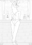 alcohol ambiguous_gender anthro bar beach beverage blush butt clothing solo swimwear tail tiki tiki_bar mrripper338 alpaca camelid felid hybrid lion mammal pantherine absurd_res hi_res