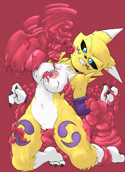 angry anthro areola armwear bound bridal_gauntlets clothing female forced genitals mostly_nude navel nipple_fetish nipple_play nipple_suck nipples rape sex solo sucking tentacle_rape tentacle_sex tentacles vulva randomgloves rubrad bandai_namco digimon canid digimon_(species) mammal renamon
