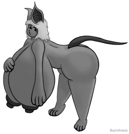 anthro big_breasts big_nipples breasts dark_nipples female fur grey_body grey_fur hair hand_on_breast huge_breasts huge_nipples hyper hyper_breasts leaning leaning_forward looking_at_viewer neutral_expression nipples nude side_view simple_background solo standing white_background white_hair boolishness fiela_(boolishness) bat mammal murid murine rat rodent absurd_res digital_media_(artwork) hi_res monochrome