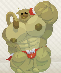 anthro biceps big_muscles big_pecs bulge huge_muscles huge_pecs hyper hyper_muscles hyper_pecs male muscular nipples pecs solo elninisss alien_cat domestic_cat felid feline felis mammal absurd_res hi_res