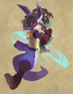 action_pose ambiguous_gender anthro black_body black_fur blue_body blue_fur chest_spike digitigrade feet fur grey_eyes hand_spike handpaw hindpaw looking_at_viewer pawpads paws pink_pawpads pokemon_move pose simple_background snout solo spikes spikes_(anatomy) tail tan_background yellow_body yellow_fur darmp nintendo pokemon generation_4_pokemon lucario pokemon_(species) 2014 digital_media_(artwork) digital_painting_(artwork) full-length_portrait hi_res painting_(artwork) portrait shaded