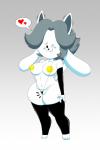 anthro black_nose female hair heart_symbol nipples one_eye_closed simple_background solo speech_bubble standing white_body mysteryfanboy91 undertale undertale_(series) temmie_(undertale) mammal tem 2:3 hi_res