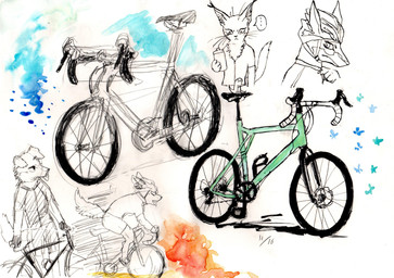 anthro bicycle bicycle_helmet bottle bottomwear clothed clothing container cycling digitigrade ear_tuft ellipsis eyes_closed floppy_ears folded_ears fully_clothed holding_bottle holding_container holding_object holding_water_bottle jacket male open_mouth shorts snout speech_bubble tail tongue tongue_out topwear tuft vehicle water_bottle whiskers kyokyota amphibian canid canine canis domestic_cat domestic_dog felid feline felis mammal tadpole 2014 absurd_res graphite_(artwork) hi_res painting_(artwork) pen_(artwork) sketch_page traditional_media_(artwork) traditional_painting_(artwork) traditional_watercolor_(artwork) watercolor_(artwork)