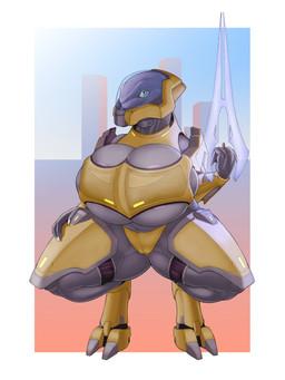 2_toes armor big_breasts big_butt breasts butt collar feet female green_eyes headgear helmet huge_breasts hyper hyper_breasts melee_weapon solo sword thick_thighs toes weapon wide_hips ndragon3 halo_(series) microsoft xbox_game_studios vesa_(theimperialis) alien humanoid sangheili 3:4 absurd_res hi_res