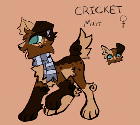 blue_eyes blue_scarf brown_background brown_body brown_fur female feral fur multicolored_body multicolored_fur open_mouth open_smile scarf simple_background smile solo text wispyvixen canid canine canis domestic_dog mammal 2023 character_name full-length_portrait hi_res model_sheet portrait