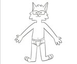 anthro barefoot black_and_white briefs clothed clothing domestic_cat eyewear feet felid feline felis glasses heyitscousindave hi_res male mammal monochrome simple_background sketch smile solo tighty_whities topless underwear white_background white_briefs white_clothing white_underwear