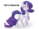 2019 conditional_dnp cutie_mark dialogue disgust english_text equid equine female feral friendship_is_magic fur hair hasbro hi_res hooves horn looking_at_viewer looking_back mammal my_little_pony mythological_creature mythological_equine mythology purple_hair rarity_(mlp) reaction_image signature simple_background solo teranen text underhoof unicorn white_background white_body white_fur ಠ_ಠ