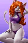 bikini breasts clothing female keyhole_bikini navel o-ring o-ring_bikini o-ring_bikini_bottom o-ring_swimwear purple_bikini purple_clothing purple_swimwear swimwear tankini two-piece_swimsuit 1ndigocat v-tal indigo caracal caracal_(genus) domestic_cat felid feline felis mammal absurd_res hi_res