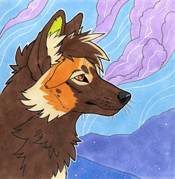 ambiguous_feral ambiguous_gender black_nose brown_body brown_ears brown_fur brown_hair cheek_tuft facial_tuft feral fur glistening glistening_eyes green_inner_ear hair inner_ear_fluff markings mouth_closed multicolored_hair neck_tuft orange_eyes orange_markings side_view solo tan_hair tan_inner_ear_fluff tan_markings text tuft two_tone_hair heatherwolf canid canine mammal hi_res url