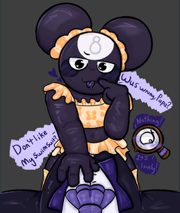 8_ball afro_puffs age_difference anthro ball billiard_ball bottomwear breasts clothed clothing dialogue dominant dominant_young duo female first_person_view flat_chested for_a_head fully_clothed gesture glistening glistening_body hand_on_chest incest_play loli looking_at_viewer magnifying_glass male male/female older_male pedophilia_temptation playful scrunchie sitting sitting_on_another skinny skirt small_breasts suggestive suggestive_gesture suit swimwear talking_to_viewer teasing teasing_viewer two-piece_swimsuit young young_female pebblegorepup blushcrunch_studio dandy's_world roblox rodger_(dandy's_world) toodles_(dandy's_world) object_head