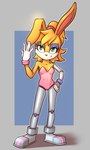 anthro blonde_hair breasts cleavage clothed clothing cybernetics female front_view gloves green_eyes hair hand_on_hip handwear leotard machine one_ear_up solo standing yellow_body rogone2 archie_comics sega sonic_the_hedgehog_(archie) sonic_the_hedgehog_(comics) sonic_the_hedgehog_(series) bunnie_rabbot cyborg lagomorph leporid mammal rabbit 2022 full-length_portrait portrait