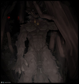 5_fingers abs anthro athletic athletic_anthro athletic_male balls black_claws black_nose blood bodily_fluids cheek_tuft chest_tuft claws collar collar_only creepy_face creepy_smile cum facial_tuft fingers forest front_view fur genital_fluids genitals grey_body grey_fur half-erect holidays humanoid_genitalia humanoid_penis leaking_cum male night nude penis plant smile solo standing sweat sweaty_body tail tree tuft vein veiny_penis nick7005 halloween canid canine canis domestic_dog mammal 2025 english_description hi_res story_at_source