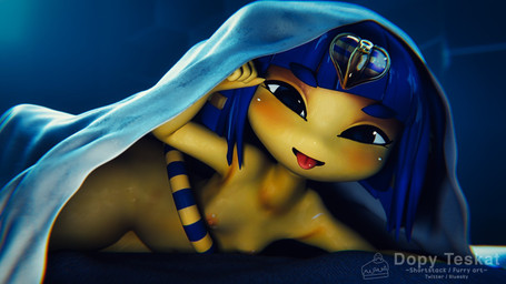 anthro areola arm_support bed blue_hair blush breasts female fur furniture glistening glistening_body hair inviting inviting_under_covers lifting_covers looking_at_viewer lying markings nipples nude on_side shortstack shortstack_female small_breasts solo striped_markings striped_tail stripes tail tail_markings teasing tongue tongue_out under_covers uraeus yellow_body yellow_fur sashacakes zy0n7_(modeler) animal_crossing nintendo ankha_(animal_crossing) domestic_cat felid feline felis mammal 16:9 2024 3d_(artwork) digital_media_(artwork) hi_res watermark widescreen