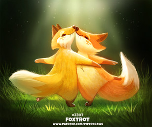 ambiguous_gender anthro brown_body brown_fur dancing duo eyes_closed fur humor orange_body orange_fur pawpads pun text visual_pun white_body white_fur piper_thibodeau canid canine fox mammal red_fox true_fox digital_media_(artwork) digital_painting_(artwork) painting_(artwork) url