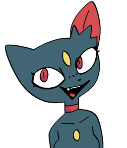 anthro blue_body blue_fur breasts collarbone eyelashes female female_anthro front_view fur open_mouth open_smile red_eyes simple_background small_breasts smile solo white_background white_sclera xarop77 nintendo pokemon generation_2_pokemon pokemon_(species) sneasel 2025 bust_portrait digital_drawing_(artwork) digital_media_(artwork) portrait
