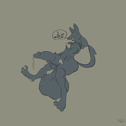 absorption_vore balls balls_expansion big_balls cock_vore expansion fatal_vore genital_expansion genitals imminent_death imprint male melting penile penis vore gabigabi nintendo pokemon eevee generation_1_pokemon generation_4_pokemon lucario pokemon_(species) 1:1 hi_res