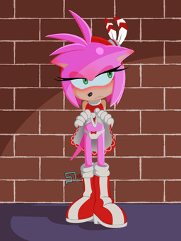 accessory anthro blush blush_lines boots breasts clothed clothing clothing_lift dress dress_lift ear_blush embarrassed female footwear headband panties presenting_panties presenting_underwear shoes slim small_breasts solo standing thin_legs underwear silverline sega sonic_the_hedgehog_(series) amy_rose eulipotyphlan hedgehog mammal cel_shading colored hi_res shaded