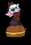 blush butt clothed clothing female hat headgear headwear looking_at_viewer looking_back not_furry simple_background smile solo teeth transparent_background bandlebro league_of_legends riot_games tencent tristana_(lol) humanoid yordle alpha_channel