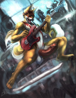 4_toes 5_fingers anthro balls big_penis black_nose bodily_fluids brown_hair drum drum_set electric_guitar erection feet fingers fur genital_fluids genitals green_eyes group guitar hair humanoid_genitalia humanoid_penis male multicolored_body multicolored_fur musical_instrument nude open_mouth penis percussion_instrument plucked_string_instrument precum red_body red_fur rock_out_with_your_cock_out solo_focus string_instrument toes tongue vein white_body white_fur yellow_body yellow_fur obaum canid canine fox mammal 2019 hi_res