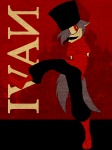 anthro big_eyes biped boots bottomwear clothed clothing dancing facial_hair footwear fully_clothed hat headgear headwear looking_aside male multi_tail mustache on_one_leg pants red_background red_eyes russian shoes simple_background smile solo standing tail text eyeofcalamity ivan_grey_(character) domestic_cat felid feline felis mammal 2011 3:4 digital_media_(artwork)