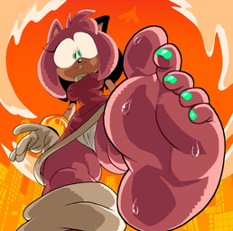 5_toes anthro biped bodily_fluids clothing colored_nails dominant dominant_female feet female female_anthro foot_focus humanoid_feet low-angle_view macro macro_anthro macro_female nails panties panty_shot plantigrade soles solo sweat sweaty_feet toes underwear worm's-eye_view oddjuice sega sonic_the_hedgehog_(series) amy_rose eulipotyphlan hedgehog mammal colored hi_res