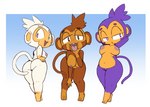 anthro breasts female fur genitals group nipples nude presenting purple_body purple_fur pussy tongue tongue_out trio white_body white_fur vono bloons_tower_defense ninja_kiwi adora_(bloons) ezili_(bloons) haplorhine mammal monkey primate hi_res