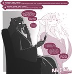 anthro ask_blog elderly eyes_closed eyewear female glasses hair long_hair makeup solo speech_bubble text marik_azemus34 karma_faye canid canine fox mammal 2020 english_text greyscale hi_res monochrome url