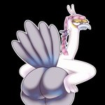 anthro big_butt butt feathers male necktie presenting presenting_hindquarters solo tail tail_feathers winged_arms wings jeatz third-party_edit disney kiff_(series) principal_secretary accipitriform avian bird secretary_bird 1:1 absurd_res alpha_channel hi_res