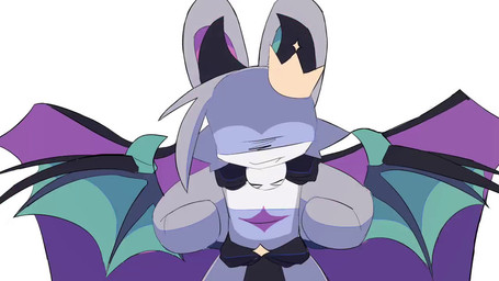 2_horns 4_wings anthro biped crown fur green_eyes grey_body grey_fur headgear horn hugging_viewer kemono looking_at_viewer male membrane_(anatomy) membranous_wings multi_wing pink_eyes simple_background solo standing white_background white_body white_fur wings wha_shark52 devilun_(makemon) demon mammal mouse murid murine rodent 2026 animated short_playtime webm