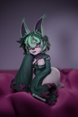animal_ears animal_nose areola areola_slip black_lipstick black_nose bottom_heavy breasts cleavage clothed clothing eyelashes feet female freckled_face freckles front_view fur green_clothing green_hair green_hoodie green_topwear grey_body grey_fur hair hoodie inner_ear_fluff kneeling lipstick long_sleeves looking_at_viewer makeup pupils purple_areola purple_eyes short_hair slit_pupils solo topwear tuft zhenash league_of_legends riot_games tencent vex_(lol) humanoid yordle 3d_(artwork) digital_media_(artwork) hi_res