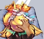 advertisement anthro bed_covers bedding belly_close-up belly_grab belly_rub cheek_tuft digestion_noises facial_tuft fluffy fluffy_tail male male/male neck_tuft open_mouth soft_abs solo tail tuft vore sassylebraix nintendo pokemon fan_character sassy_(sassylebraix) braixen generation_6_pokemon pokemon_(species) absurd_res hi_res