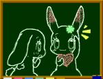 :3 anthro chalk chalkboard chest_tuft clover_(plant) duo eyelashes female fur heart_symbol information_board japanese long_ears plant shamrock tuft unknown_artist happy_happy_clover pixiv sayuri_tatsuyama clover_(happy_happy_clover) mallow_(happy_happy_clover) domestic_rabbit lagomorph leporid lop_rabbit mammal oryctolagus rabbit