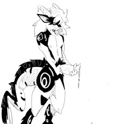 animal_genitalia animal_penis anthro bodily_fluids digitigrade equine_genitalia equine_penis fur fur_markings genital_fluids genitals hair holding_penis horn looking_down male markings nipples penis precum pubes solo tail vein veiny_penis ratkingrussian caden_(huf13) bovid caprine caprine_demon demon goat goat_demon mammal 1:1 hi_res monochrome sketch