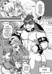 2018 after_sex anthro armband armwear balls blush bowser bracelet clothing collar comic crown dialogue dominant dominant_male dress duo elbow_gloves english_text genitals girly gloves greyscale handwear headgear hi_res horn human human_on_anthro interspecies jewelry koopa legwear licking link male male/male mammal mario_bros monochrome muscular muscular_male nintendo nipples oral pecs penile penis penis_lick piyotm scalie sex shell speech_bubble spiked_armband spiked_bracelet spiked_collar spiked_shell spikes spikes_(anatomy) submissive submissive_male text the_legend_of_zelda thick_penis thigh_highs tongue tongue_out