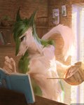 animal_genitalia attached_sheath balls blue_eyes casual_nudity claws fully_sheathed fur genitals green_body green_fur male sheath solo tail white_body white_fur nomax pin_(pinpineapplepin) sergal 2021 digital_media_(artwork) hi_res